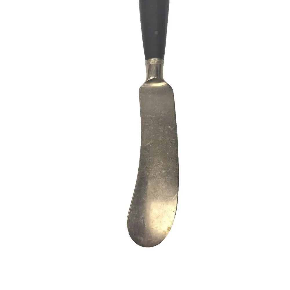 Vintage 8 Cheese Spreader Knives Buddha Bronze Brass Rosewood Siam Thailand 6” - Picture 13 of 13